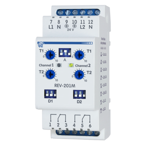 Dwukanałowy elektroniczny przekaźnik czasowy REV-201M