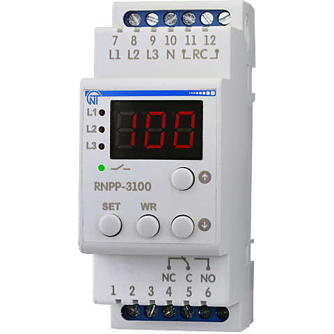 Трифазне універсальне реле напруги RNPP-3100 100В (з цифровим дисплеєм)